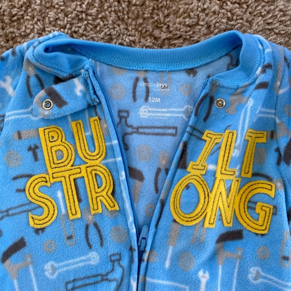 NWOT Carters 3-Pack Fleece Footie Pajama Set Sleeper PJs bundle size 12mo - Picture 9 of 11